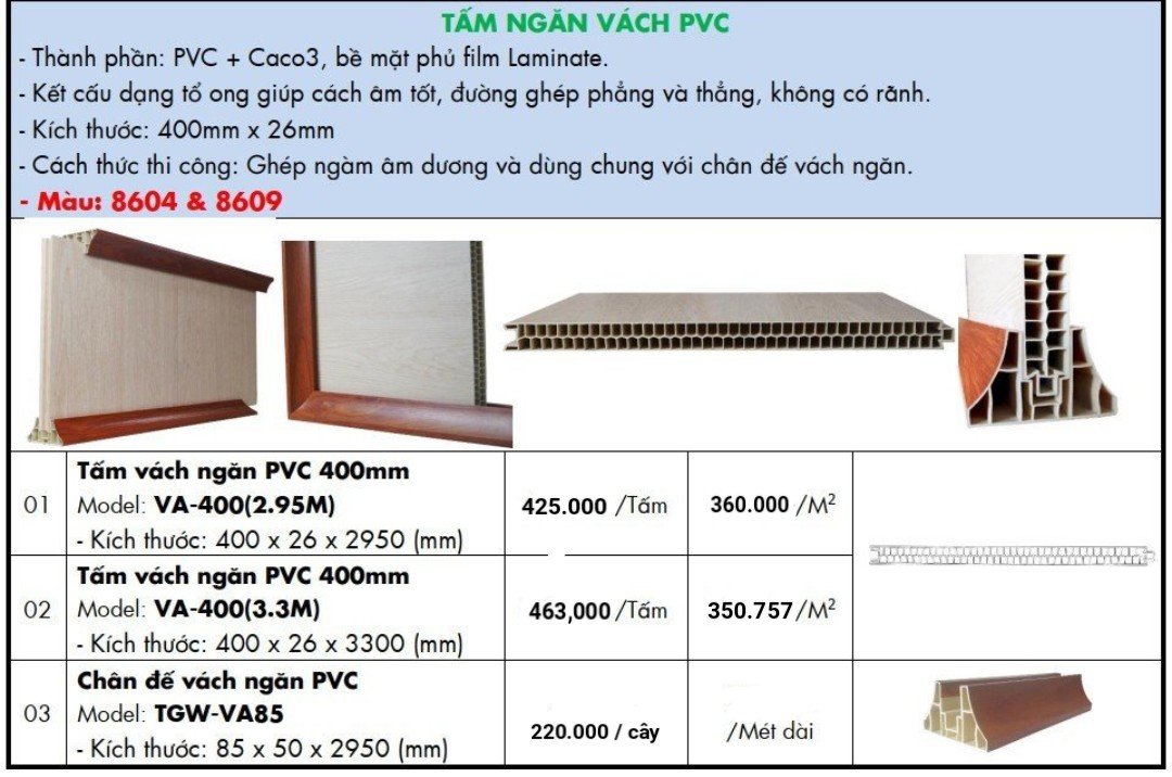 Báo giá vách ngăn nhựa PVc