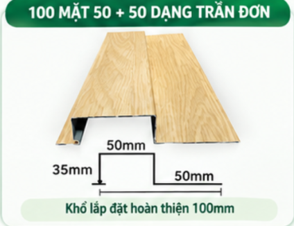 Tấm Nhôm 100 Mặt 50-50 Dạng Trần Đơn