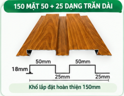 Tấm Nhôm 150 Mặt 50-25 Dạng Trần Dài