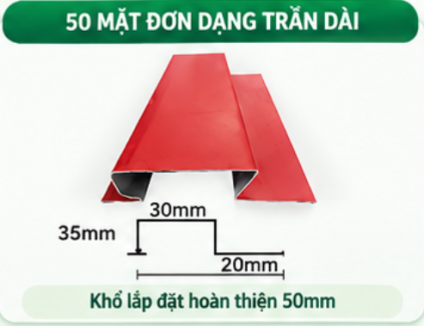 Tấm Nhôm 50 Mặt Đơn Dạng Trần Dài