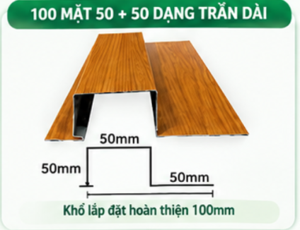 Tấm Nhôm 100 Mặt 50-50 Dạng Trần Dài