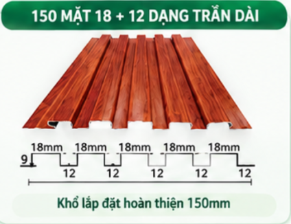 Tấm Nhôm 150 Mặt 18-12 Dạng Trần Dài