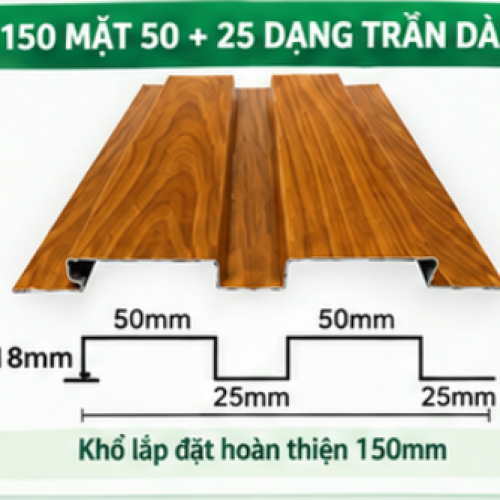 Tấm Nhôm 150 Mặt 50-25 Dạng Trần Dài