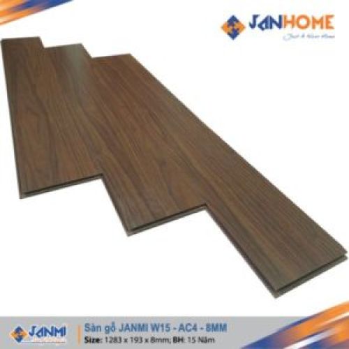 Sàn gỗ JANMI W15  Kích thước: 8x 193x 1283mm