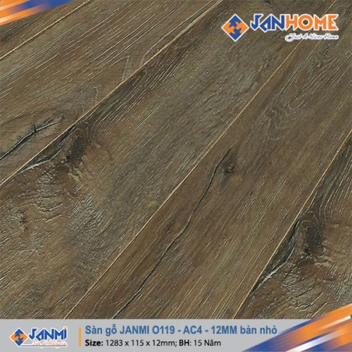 Sàn gỗ JANMI O119 – 12mm  Kích thước: 12x 115x 1283mm