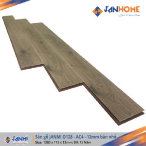 Sàn gỗ JANMI O128 – 12mm bản nhỏ  Kích thước: 12x 115x 1283mm