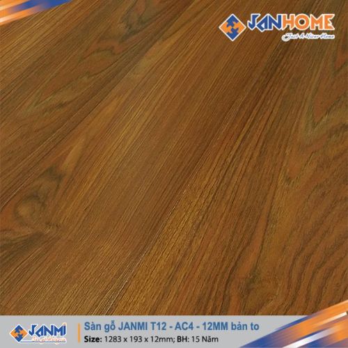 Sàn gỗ JANMI T12 – 12mm  Kích thước: 12x 193x 1283mm