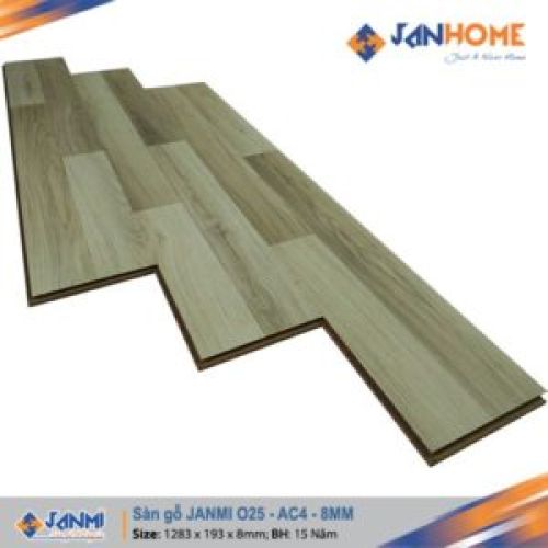 Sàn gỗ JANMI O25  Kích thước: 8x 193x 1283mm