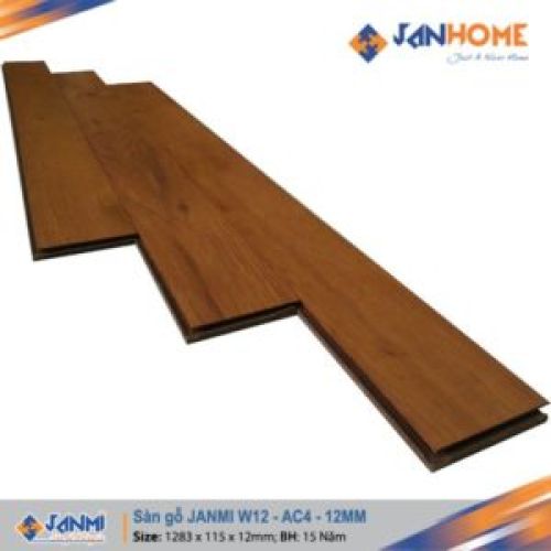 Sàn gỗ JANMI W12 – 12mm bản nhỏ  Kích thước: 12x 115x 1283mm