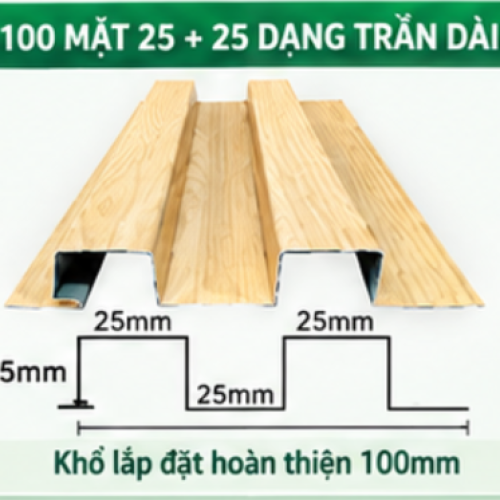 Tấm Nhôm 100 Mặt 25-25 Dạng Trần Dài