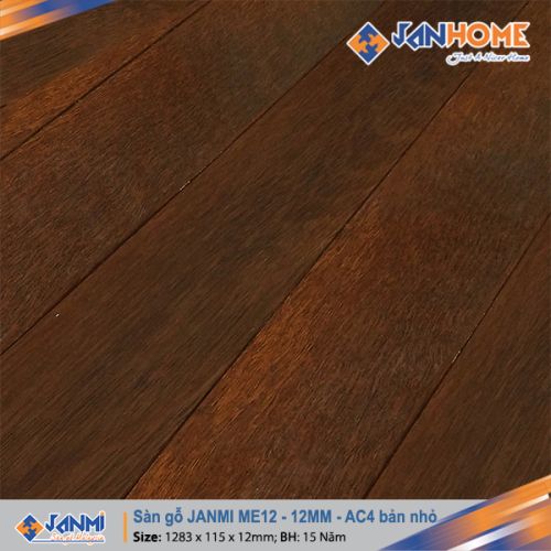 Sàn gỗ JANMI ME12 – 12mm  Kích thước: 12x 115x 1283mm