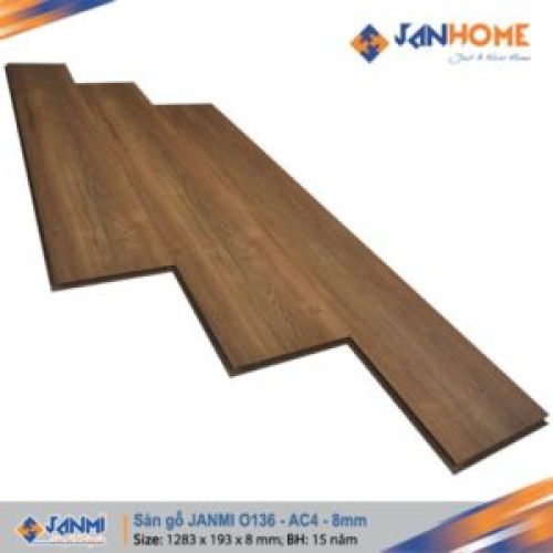 Sàn gỗ JANMI O136  Kích thước: 8x 193x 1283mm