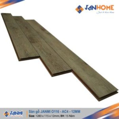 Sàn gỗ JANMI O116 – 12mm  Kích thước: 12x 115x 1283mm