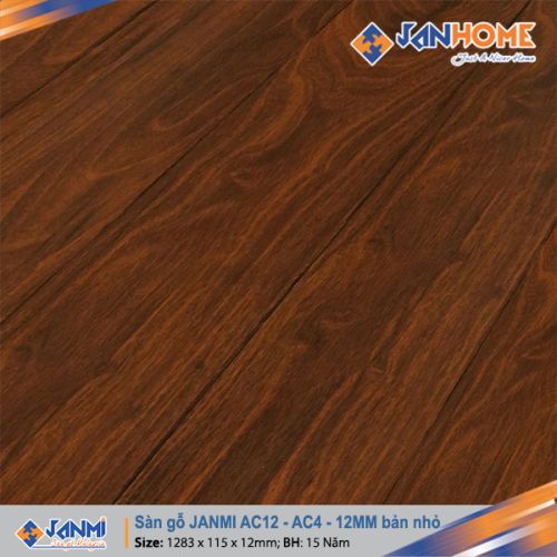 Sàn gỗ JANMI AC12 – 12mm  Kích thước: 12x 115x 1283mm