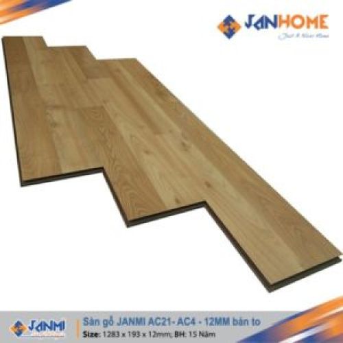 Sàn gỗ JANMI AC21 – 12mm  Kích thước: 12x 193x 1283mm