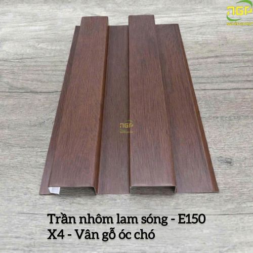 TRẦN NHÔM 2 SÓNG E150 X4 VÂN GỖ ÓC CHÓ